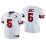 Men's San Francisco 49ers #5 Trey Lance White 2021 75th Anniversary Color Rush Stitched NFL Jersey