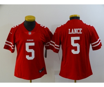 Women San Francisco 49ers #5 Trey Lance Jersey Scarlet 2021 Limited Football