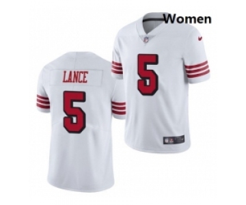 Women San Francisco 49ers #5 Trey Lance Jersey White 2021 Color Rush Limited