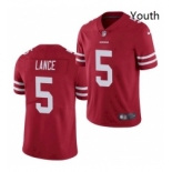 Youth San Francisco 49ers #5 Trey Lance Jersey Scarlet 2021 Limited Football