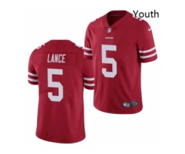 Youth San Francisco 49ers #5 Trey Lance Jersey Scarlet 2021 Limited Football