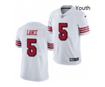 Youth San Francisco 49ers #5 Trey Lance Jersey White 2021 Color Rush Limited
