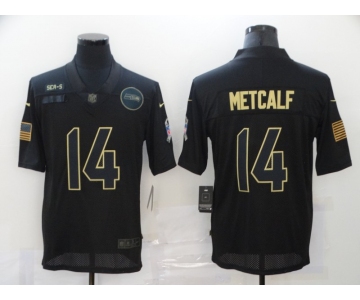 Men's Seattle Seahawks #14 D.K. Metcalf Black 2020 Salute To Service Stitched NFL Nike Limited Jersey