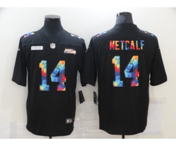 Men's Seattle Seahawks #14 D.K. Metcalf Multi-Color Black 2020 NFL Crucial Catch Vapor Untouchable Nike Limited Jersey