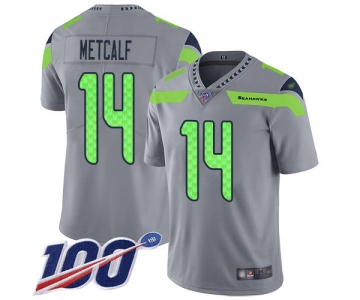 Nike Seahawks #14 D.K. Metcalf Gray Men's Stitched NFL Limited Inverted Legend 100th Season Jersey