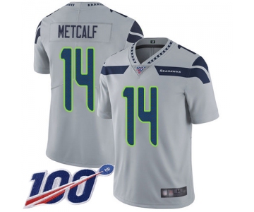 Nike Seahawks #14 D.K. Metcalf Grey Alternate Men's Stitched NFL 100th Season Vapor Limited Jersey