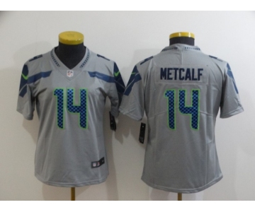 Women's Seattle Seahawks #14 D.K. Metcalf Grey 2017 Vapor Untouchable Stitched NFL Nike Limited Jersey