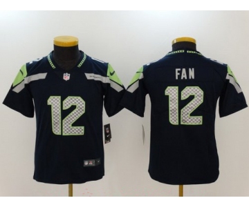 Youth Seattle Seahawks #12 12th Fan Navy Blue 2017 Vapor Untouchable Stitched NFL Nike Limited Jersey