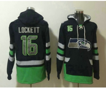 Men's Seattle Seahawks #16 Tyler Lockett NEW Navy Blue Pocket Stitched NFL Pullover Hoodie