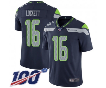 Nike Seahawks #16 Tyler Lockett Steel Blue Team Color Men's Stitched NFL 100th Season Vapor Limited Jersey