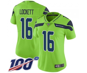 Seahawks #16 Tyler Lockett Green Women's Stitched Football Limited Rush 100th Season Jersey