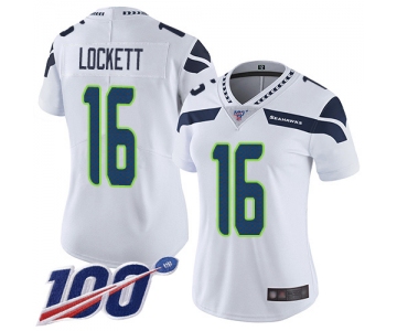 Seahawks #16 Tyler Lockett White Women's Stitched Football 100th Season Vapor Limited Jersey