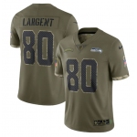Men's Seattle Seahawks #80 Steve Largent 2022 Olive Salute To Service Limited Stitched Jersey