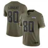 Men's Seattle Seahawks #80 Steve Largent 2022 Olive Salute To Service Limited Stitched Jersey