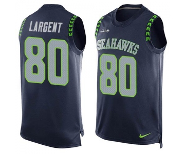 Men's Seattle Seahawks #80 Steve Largent Navy Blue Hot Pressing Player Name & Number Nike NFL Tank Top Jersey