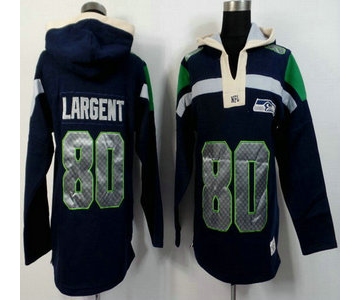Men's Seattle Seahawks #80 Steve Largent Navy Blue Team Color 2015 NFL Hoody