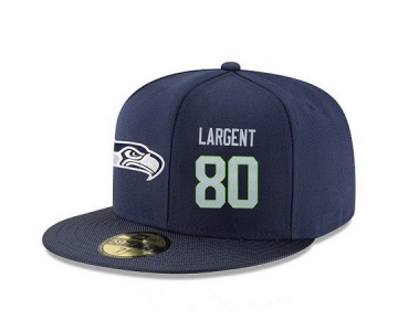 Seattle Seahawks #80 Steve Largent Snapback Cap NFL Player Navy Blue with Gray Number Stitched Hat