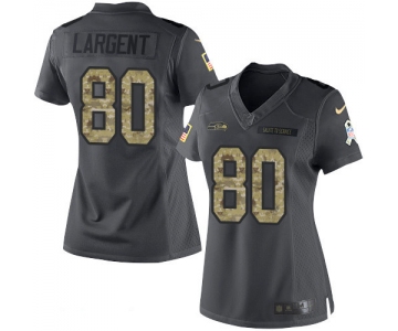 Women's Seattle Seahawks #80 Steve Largent Black Anthracite 2016 Salute To Service Stitched NFL Nike Limited Jersey