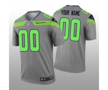 Men's Seattle Seahawks Custom Gray Inverted Legend Jersey