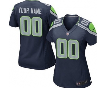 Women's Nike Seattle Seahawks Customized Blue Limited Jersey