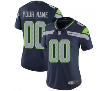 Women's Nike Seattle Sehawks Home Navy Blue Customized Vapor Untouchable Limited NFL Jersey