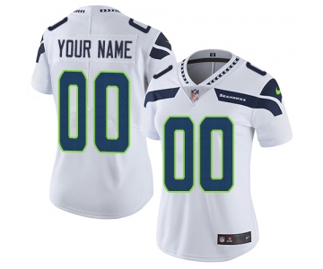 Women's Nike Seattle Sehawks Road White Customized Vapor Untouchable Limited NFL Jersey