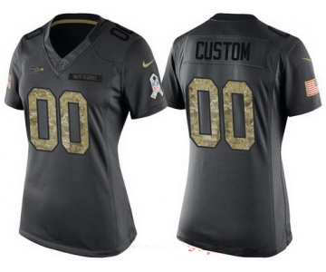 Women's Seattle Seahawks Custom Anthracite Camo 2016 Salute To Service Veterans Day NFL Nike Limited Jersey