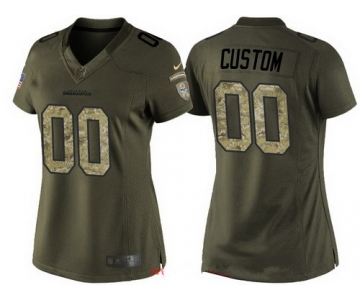 Women's Seattle Seahawks Custom Olive Camo Salute To Service Veterans Day NFL Nike Limited Jersey
