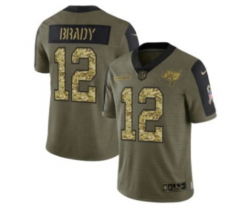 Men's Olive Tampa Bay Buccaneers #12 Tom Brady 2021 Camo Salute To Service Limited Stitched Jersey