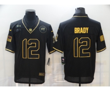 Men's Tampa Bay Buccaneers #12 Tom Brady Black Gold 2020 Salute To Service Stitched NFL Nike Limited Jersey