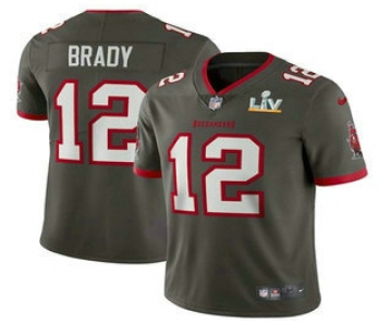 Men's Tampa Bay Buccaneers #12 Tom Brady Grey 2021 Super Bowl LV Vapor Untouchable Stitched Nike Limited NFL Jersey