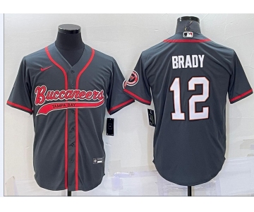 Men's Tampa Bay Buccaneers #12 Tom Brady Grey Stitched Cool Base Nike Baseball Jersey