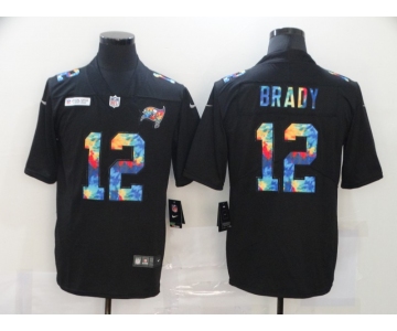 Men's Tampa Bay Buccaneers #12 Tom Brady Multi-Color Black 2020 NFL Crucial Catch Vapor Untouchable Nike Limited Jersey