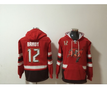 Men's Tampa Bay Buccaneers #12 Tom Brady NEW Red Pocket Stitched NFL Pullover Hoodie