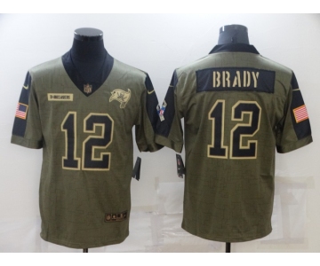Men's Tampa Bay Buccaneers #12 Tom Brady Nike Olive 2021 Salute To Service Limited Player Jersey