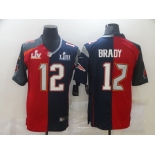 Men's Tampa Bay Buccaneers #12 Tom Brady Red Navy Blue Super Bowl Patch Two Tone Vapor Untouchable Stitched NFL Nike Limited Jersey