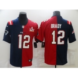 Men's Tampa Bay Buccaneers #12 Tom Brady Red Navy Super Bowl Split Stitched Jersey