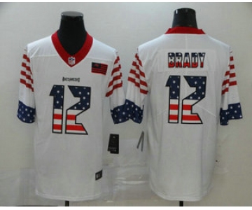 Men's Tampa Bay Buccaneers #12 Tom Brady White Independence Day Stars & Stripes Jersey