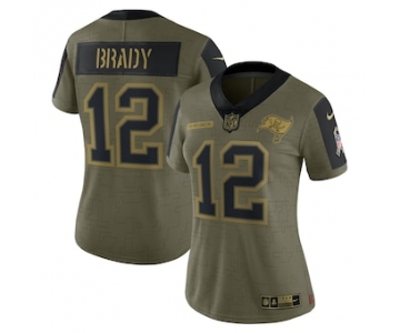 Women's Tampa Bay Buccaneers #12 Tom Brady Nike Olive 2021 Salute To Service Limited Player Jersey