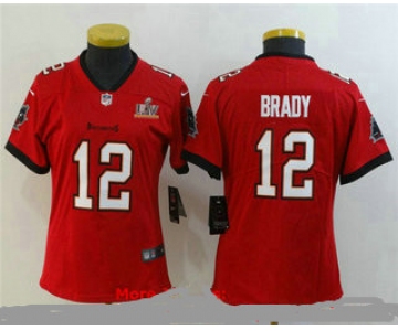 Women's Tampa Bay Buccaneers #12 Tom Brady Red 2021 Super Bowl LV Vapor Untouchable Stitched Nike Limited NFL Jersey