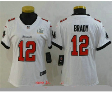 Women's Tampa Bay Buccaneers #12 Tom Brady White 2021 Super Bowl LV Vapor Untouchable Stitched Nike Limited NFL Jerse