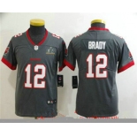 Youth Tampa Bay Buccaneers #12 Tom Brady Grey 2021 Super Bowl LV Vapor Untouchable Stitched Nike Limited NFL Jersey