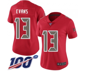 Nike Buccaneers #13 Mike Evans Red Women's Stitched NFL Limited Rush 100th Season Jersey