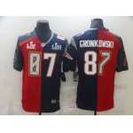 Men's Tampa Bay Buccaneers #87 Rob Gronkowski Red Navy Blue Super Bowl Patch Two Tone Vapor Untouchable Stitched NFL Nike Limited Jersey