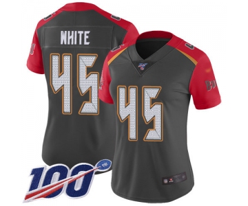 Buccaneers #45 Devin White Gray Women's Stitched Football Limited Inverted Legend 100th Season Jersey