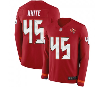 Buccaneers #45 Devin White Red Team Color Youth Stitched Football Limited Therma Long Sleeve Jersey