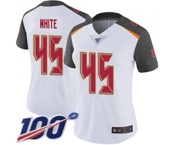 Buccaneers #45 Devin White White Women's Stitched Football 100th Season Vapor Limited Jersey