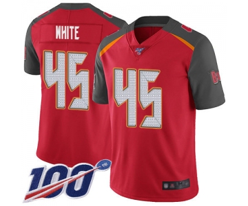 Nike Buccaneers #45 Devin White Red Team Color Men's Stitched NFL 100th Season Vapor Limited Jersey
