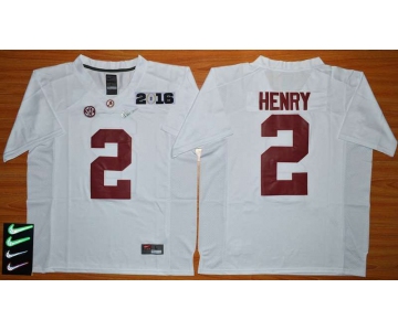 Men's Alabama Crimson Tide #2 Derrick Henry White 2016 Playoff Diamond Quest College Football Nike Limited Jersey