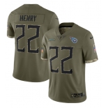 Men's Tennessee Titans #22 Derrick Henry 2022 Olive Salute To Service Limited Stitched Jersey